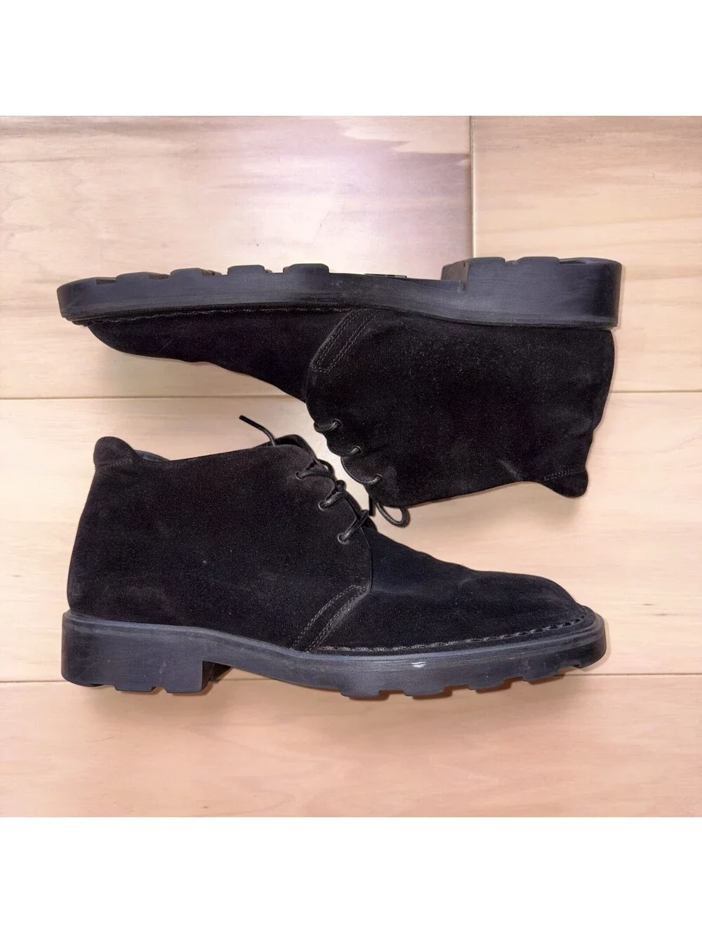 Salvatore Ferragamo Black Suede Chukka Boots Men 9 2E Made In Italy